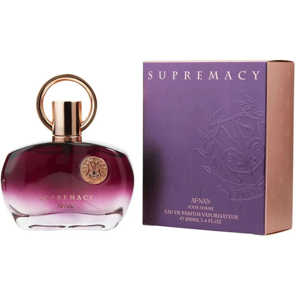 Perfume AFNAN SUPREMACY PURPLE 3.4 EDP WOMEN SET: Fragancia + Cremas